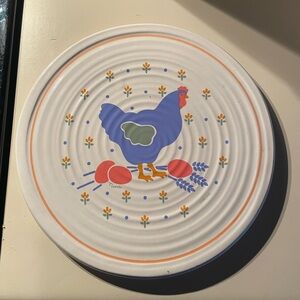 SOLD VTG 85’ Decorative Chicken Plate with Blue and Orange Accents